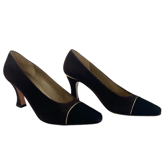 St. John Jackie Women’s Brown Suede Leather Heels Vintage Made in Italy Size 7.5 - Picture 2 of 11